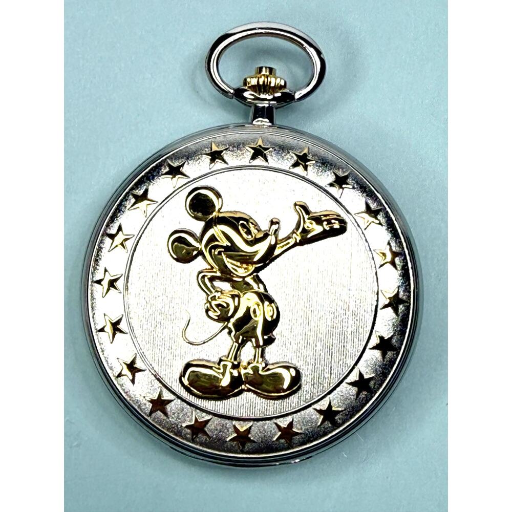 Calibri for Disney Mickey Mouse Pocket Watch Gold & Silver 3D Mickey Arms Move